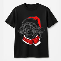 Dog in Santa Hat Scarf Shirt, Shih Tzu Christmas T-Shirt, Adorable Festive Holiday Puppy Graphic Tee, Shih Tzu Dog Lover Christmas Present