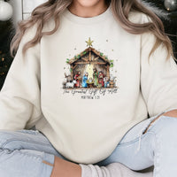 Greatest Present of All Crewneck, Nativity Scene Sweatshirt, Christian Christmas Sweatshirt, Religious Xmas Pullover, Faith Holiday Sweatshirt