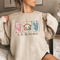 Christian Nativity Scene Crewneck, Joy to the World Sweatshirt, Religious Christmas Pullover, Faith Holiday Sweatshirt, Faith Present for Her