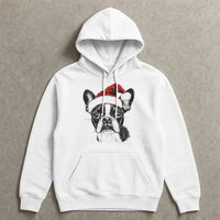 Adorable Dog Christmas Sweatshirt, Boston Terrier Santa Hoodie, Xmas Pet Lover Graphic Hoodie, Winter Holiday Pullover Hoodie, Dog Mom Present