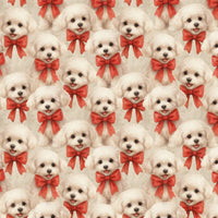 Fluffy Puppy Holiday Gift Wrap, Bichon Frise Christmas Wrapping Paper, Watercolor Dog Wrapping Paper, Adorable Dog Lover Xmas Paper Roll