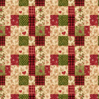 Patchwork Holiday Gift Wrap, Rustic Heart and Holly Wrapping Paper, Plaid Christmas Wrapping Paper, Quilt Pattern Gift Wrap Roll