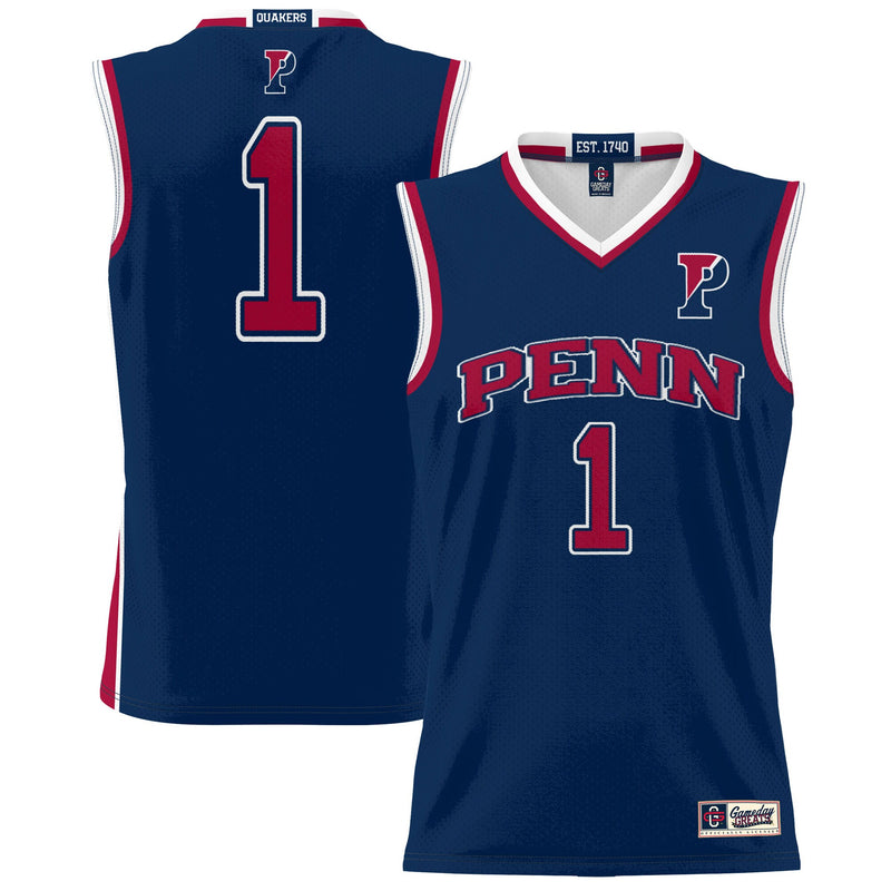 #1 Pennsylvania Quakers Lightweight Basketball Jersey - Navy
