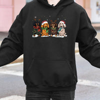 Festive Weiner Dog Holiday Sweatshirt, Dachshund Christmas Hoodie, Adorable Xmas Dog Lover Pullover, Comfy Dachshund Mom Hooded Sweater Present
