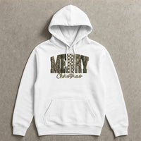Checkerboard Holiday Sweatshirt, Merry Christmas Camo Hoodie, Camouflage Xmas Hoodie, Winter Graphic Pullover, Christmas Present Hoodie