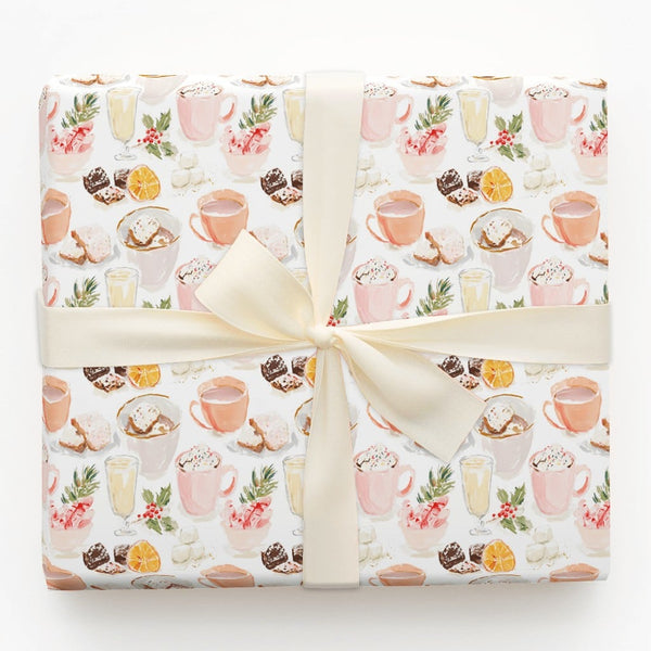 Holiday Treats Wrapping Paper, Hot Cocoa Wrapping Paper, Comfy Christmas Gift Wrap, Winter Desserts Wrapping Paper, Festive H