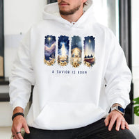 Nativity Scene Graphic Sweatshirt, A Savior Is Born Hoodie, Christian Religious Christmas Pullover, Holy Night Hooded Sweatshirt, Xmas Present