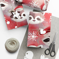 Adorable Winter Animal Gift Wrap, Santa Hat Raccoon Wrapping Paper, Christmas Raccoon Wrapping Paper, Holiday Forest Gift Wrap