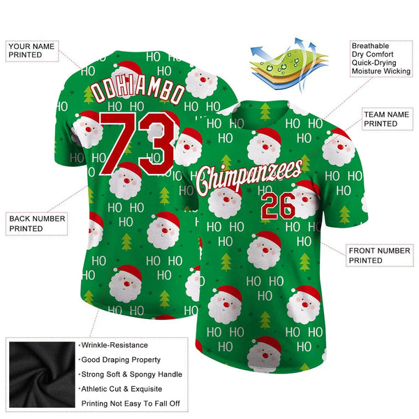 Personalized Holiday Sports Tee, Custom Christmas Santa Ho Ho Ho Jersey Shirt, Performance Christmas Jersey, Winter Fan Prese
