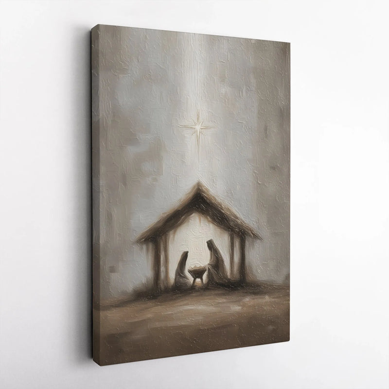 Impressionist Christian Holy Family Canvas Wall Art, Nativity Scene Canvas Print, Religious Christmas Decor, Holiday Home Faith Present