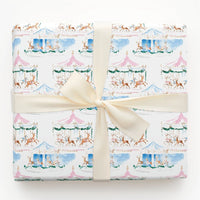 Whimsical Holiday Gift Wrap, Watercolor Reindeer Carousel Wrapping Paper, Festive Winter Festival Paper, Adorable Christmas Present Gift Wrap