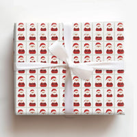Buffalo Plaid Santa Claus Gift Wrap, Cartoon Santa Wrapping Paper, Adorable Santa Grid Christmas Wrapping Paper, Holiday Gift Wrap Roll