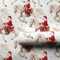 Watercolor Santa on Horse Gift Wrap, Equestrian Santa Wrapping Paper, Horse Lover Christmas Wrapping Paper, Holiday Gift Wrap Paper Roll