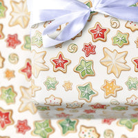 Watercolor Star Sugar Cookie Holiday Gift Wrap, Christmas Cookie Wrapping Paper, Baker Christmas Wrapping Paper, Festive Xmas Wrapping Paper