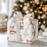 Watercolor Woodland Fox Gift Wrap, Winter Fox Wrapping Paper, Forest Animal Wrapping Paper, Adorable Holiday Gift Wrap, Christmas Present Roll