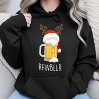 Humorous Reindeer Beer Graphic Hoodie, Reinbeer Christmas Hoodie, Holiday Party Drinking Sweatshirt, Ugly Xmas Pullover Hoodie Present for Men