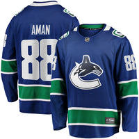 Vancouver Canucks Nils Aman Blue Home Premier Breakaway Player Jersey