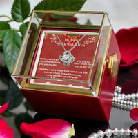 Sparkling CZ Crystal Pendant Necklace, Love Knot Necklace for Her, Rotating Rose Box Knot Necklace, Romantic Christmas Jewelry Present