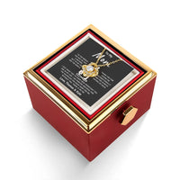 Rotating Rose Box Love Knot Pendant, Mom Love Knot Necklace, CZ Crystal Love Knot Jewelry, Birthday and Christmas Present for Mom from Kids