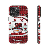 Buffalo Plaid Grandma Christmas Holiday iPhone Case, Snowman Phone Case for iPhone, Dual Layer Tough Phone Cover, Winter Grandma Present