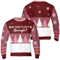 Paw Print Holiday Sweatshirt, Is This Fluffy Enough Ugly Christmas Sweater, Humorous Pet Lover Xmas Crewneck, Comfy Winter Ugly Sweater Present
