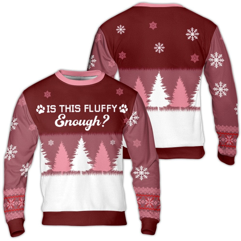 Paw Print Holiday Sweatshirt, Is This Fluffy Enough Ugly Christmas Sweater, Humorous Pet Lover Xmas Crewneck, Comfy Winter Ugly Sweater Present