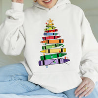 Teacher Holiday Crayon Sweatshirt, Christmas Crayon Tree Hoodie, Elementary School Educator Pullover, Adorable Festive Winter Teacher Present
