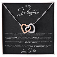 Interlocking Heart Pendant Necklace, Daughter Necklace from Dad, Surgical Steel Jewelry, Daughter Birthday or Christmas Keepsake Present