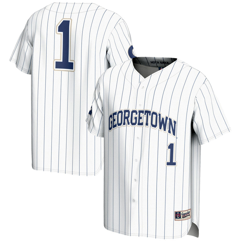 #1 Georgetown Hoyas Lightweight Baseball Fashion Jersey - White