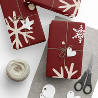Snowflake Christmas Gift Wrap, Red Smiley Face Wrapping Paper, Retro Happy Face Holiday Wrapping Paper, Festive Winter Wrapping Paper