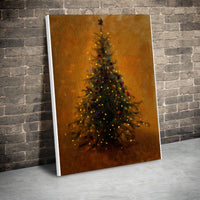 Impressionist Holiday Canvas Print, Vintage Christmas Tree Canvas Wall Art, Glowing Lights Winter Canvas Art, Seasonal Xmas Room Decor Present