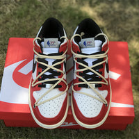 Low Top Sneakers, Red Cream Colorway, Lace Up Design, Casual Gift for Sneaker Fans