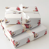 Watercolor Santa Scooter Gift Wrap, Santa Riding Scooter Wrapping Paper, Whimsical Christmas Wrapping Paper, Holiday Present Wrapping Paper