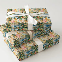 Beach City Skyline Gift Wrap, Tropical Christmas Wrapping Paper, Coastal Holiday Gift Wrapping Paper, Palm Tree Present Wrap, Holiday Wrap