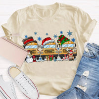 Snowflake Holiday Graphic T-Shirt, School Bus Christmas Shirt, Adorable Bus Driver Christmas Tee, Back to School Winter Holiday Shirt