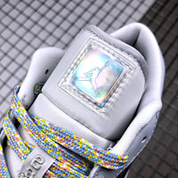 Retro Low Top Basketball Shoes, White Silver Colorway, Casual Gift for Shoe Lovers