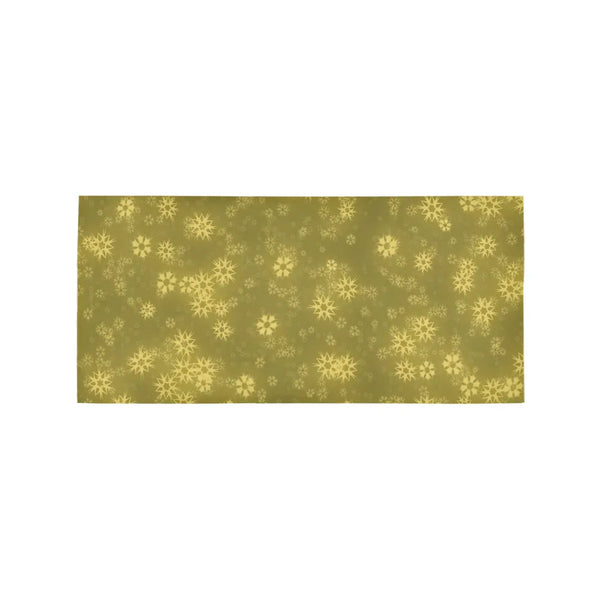 Winter Holiday Runner Rug, Golden Snowflake Runner Rug, Christmas Star Floor Rug, Festive Hallway Runner Rug, Xmas Seasonal K