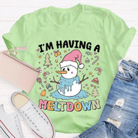 Humorous Winter Holiday Graphic Shirt, Meltdown Snowman Christmas T-Shirt, Adorable Melting Snowman Humor Xmas Tee, Present