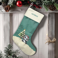 Personalized Panda Stocking, Panda with Christmas Lights Stocking, Adorable Animal Holiday Stocking, Custom Christmas Stocking, Xmas Family Present