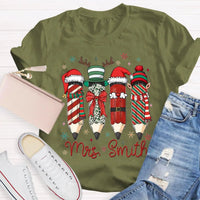 Adorable Pencil Holiday T-Shirt, Personalized Teacher Christmas Shirt, Custom Teacher Tee, Festive School Graphic Shirt, Holiday Teacher Present