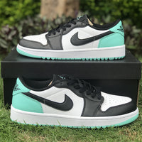 Low Top Golf Shoes, White Black Green Colorway, Lace Up Design, Casual Gift for Shoe Lovers