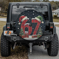 Christmas Plaid Wheel Cover, Holiday 67 Plaid Santa Hat Spare Tire Cover, Festive Winter Holiday Tire Cover for Jeep Bronco RV