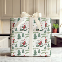 Golf Cart Christmas Gift Wrap, Golfing Santa Wrapping Paper, Watercolor Golfer Wrapping Paper, Holiday Golf Sports Paper Roll