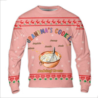 Custom Family Name Christmas Sweater, Grandmas Cookies Baking Crew Ugly Sweater, Personalized Holiday Sweater, Humorous Grandma Xmas Sweatshirt