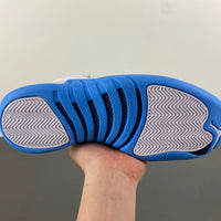 Retro Low Top Sneakers, University Blue White Colorway, Lace Up Design, Casual Gift for Sneaker Fans