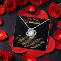Grandmother CZ Love Knot Necklace, Grandma Love Knot Necklace, Rotating Rose Box Pendant Necklace, Birthday Christmas Present for Grandma