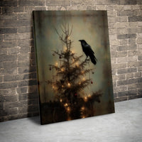 Dark Academia Holiday Canvas, Gothic Raven Christmas Canvas Wall Art, Moody Winter Raven Canvas Print, Victorian Goth Wall Decor Present