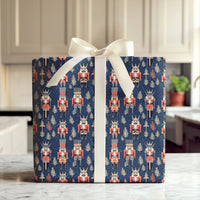 Navy Blue Nutcracker Gift Wrap, Nutcracker Christmas Wrapping Paper, Holiday Soldier Wrapping Paper, Festive Winter Holiday Wrapping Paper