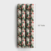 Tropical Holiday Gift Wrap, Pink Flamingo Christmas Wrapping Paper, Adorable Flamingo Wrapping Paper, Winter Holly Gift Wrap, Xmas Gift Wrap