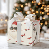 Airplane Christmas Gift Wrap, Aviator Santa Wrapping Paper, Vintage Pilot Santa Wrapping Paper, Aviation Holiday Gift Wrap, Pilot Gift Wrap